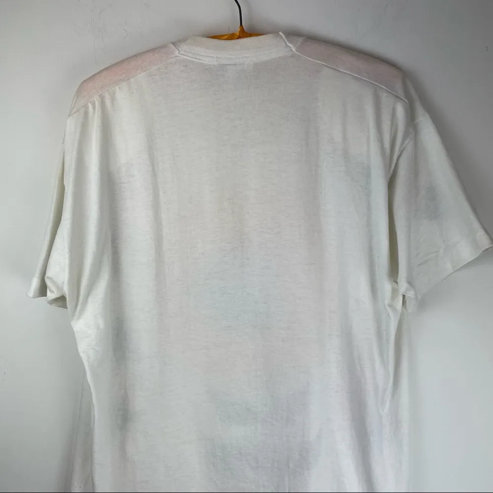 Vintage Brush Works Art to Wear Sunflower Hand Painted Tshirt Single Stitch Boho White Size XL - Image 14