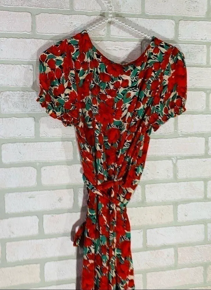 Zara Tulip Print Short Sleeve Wrap Dress Size S - Image 10