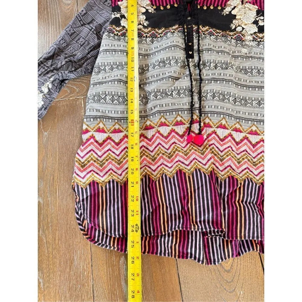 Ethnic by Outfitters Floral Printed Blouse Size Medium Gray - Image 7