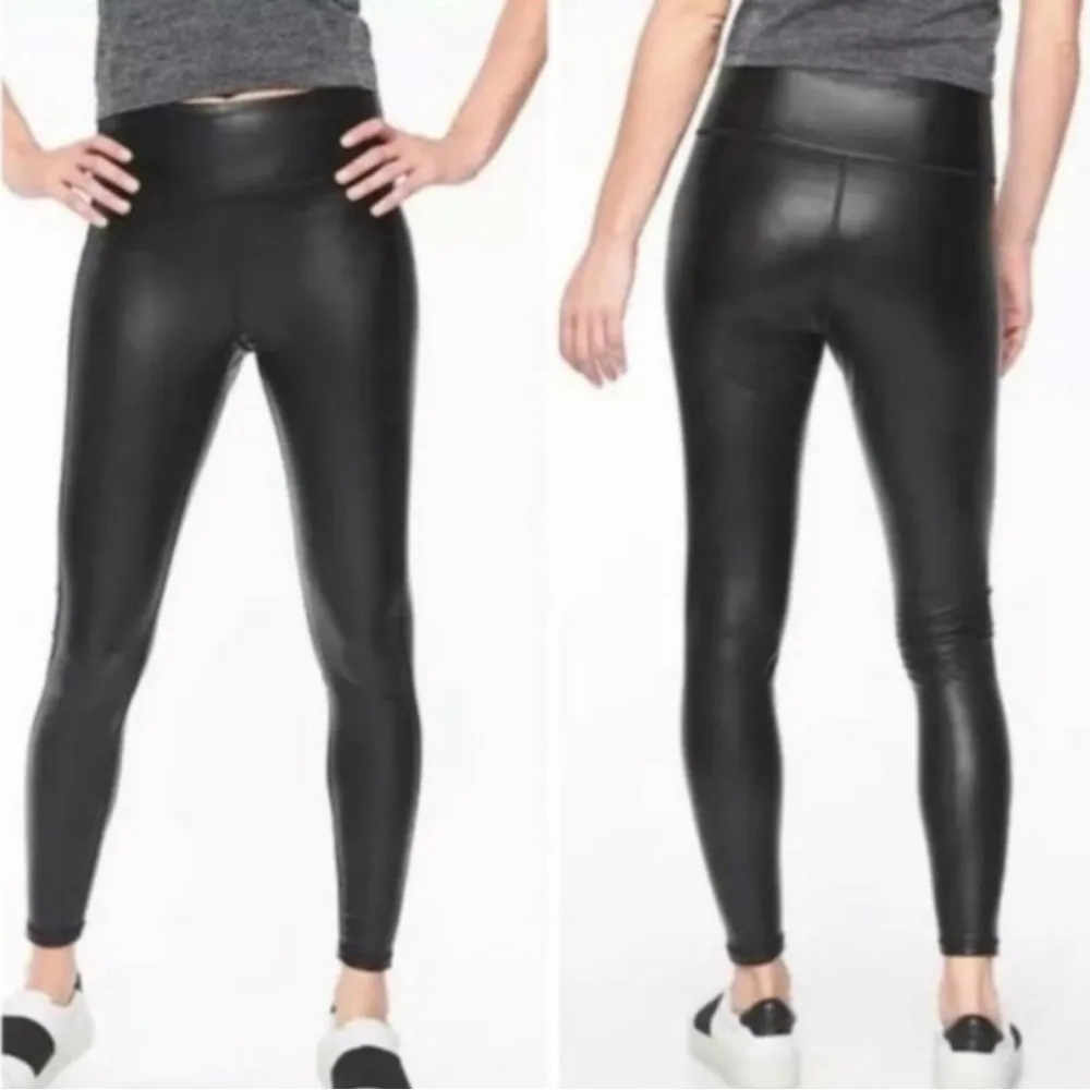 Athleta All Over Gleam Faux Leather Leggings High Rise size small - Image 3