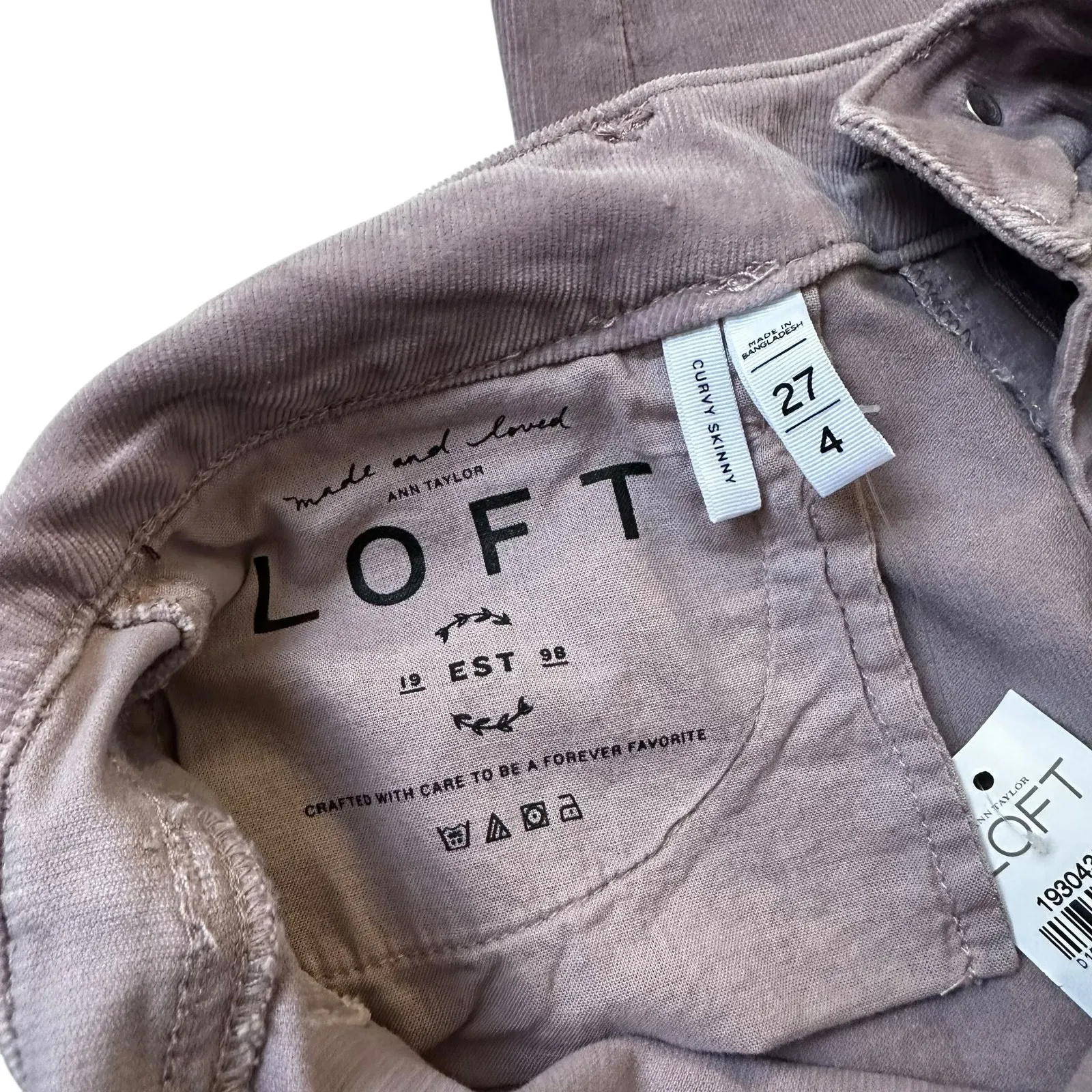 Loft Lilac Corduroy Curvy Skinny Pants Women's Size 4 NWT | 34-29 - Image 4