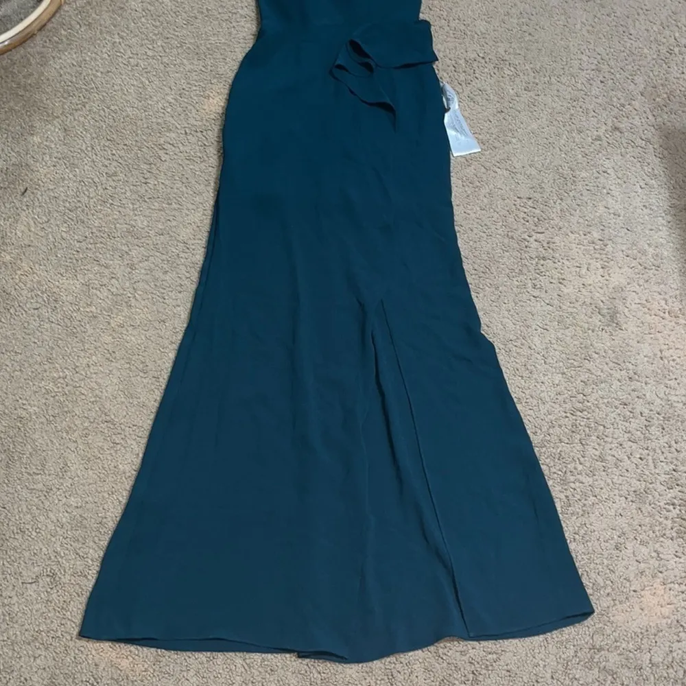 Dress the Population Kai Bustier‎ Asymmetrical Ruffle Drape Gown Pine XS - Image 7