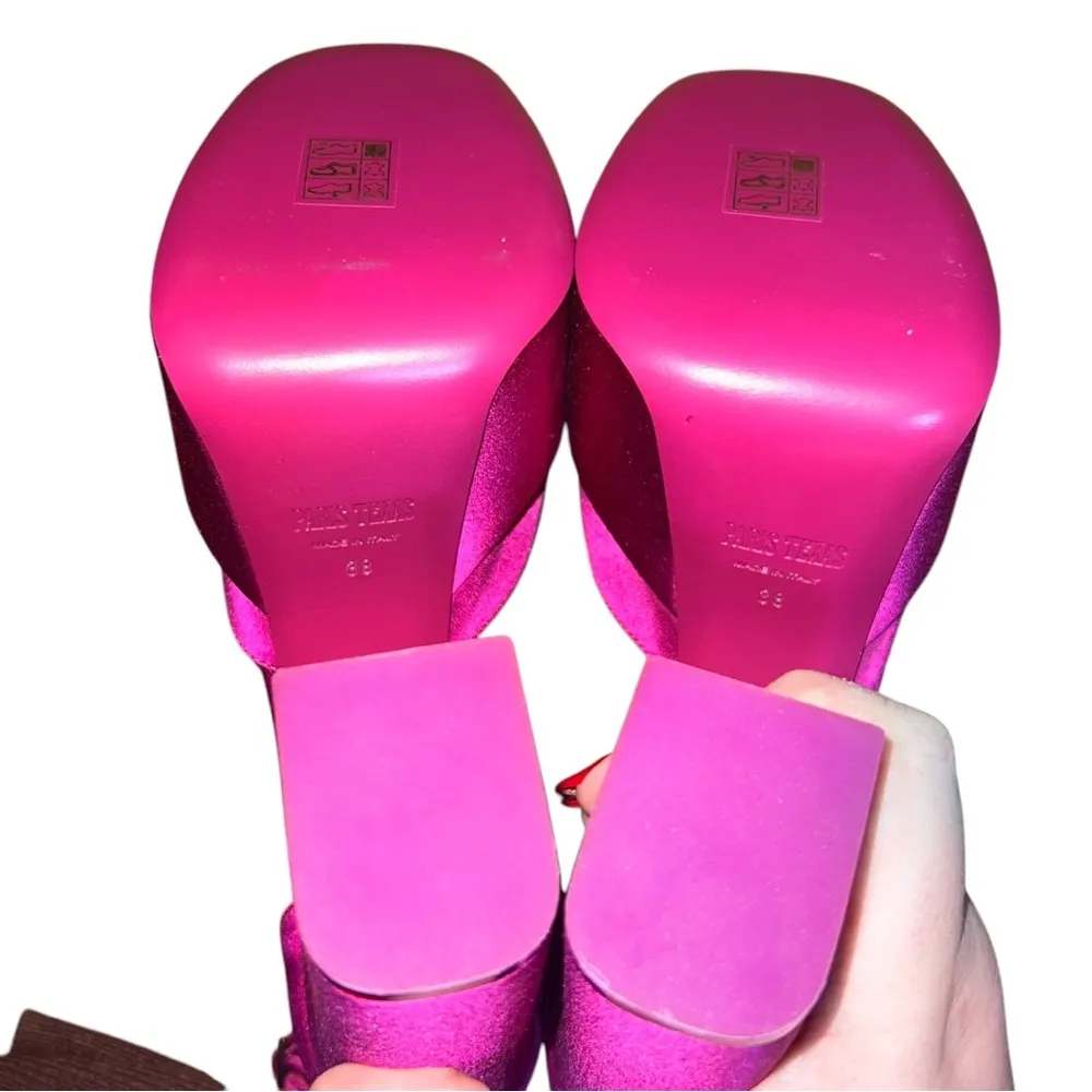 NEW NIB  Dalilah Satin Platform Pumps In Fuchsia - Image 9