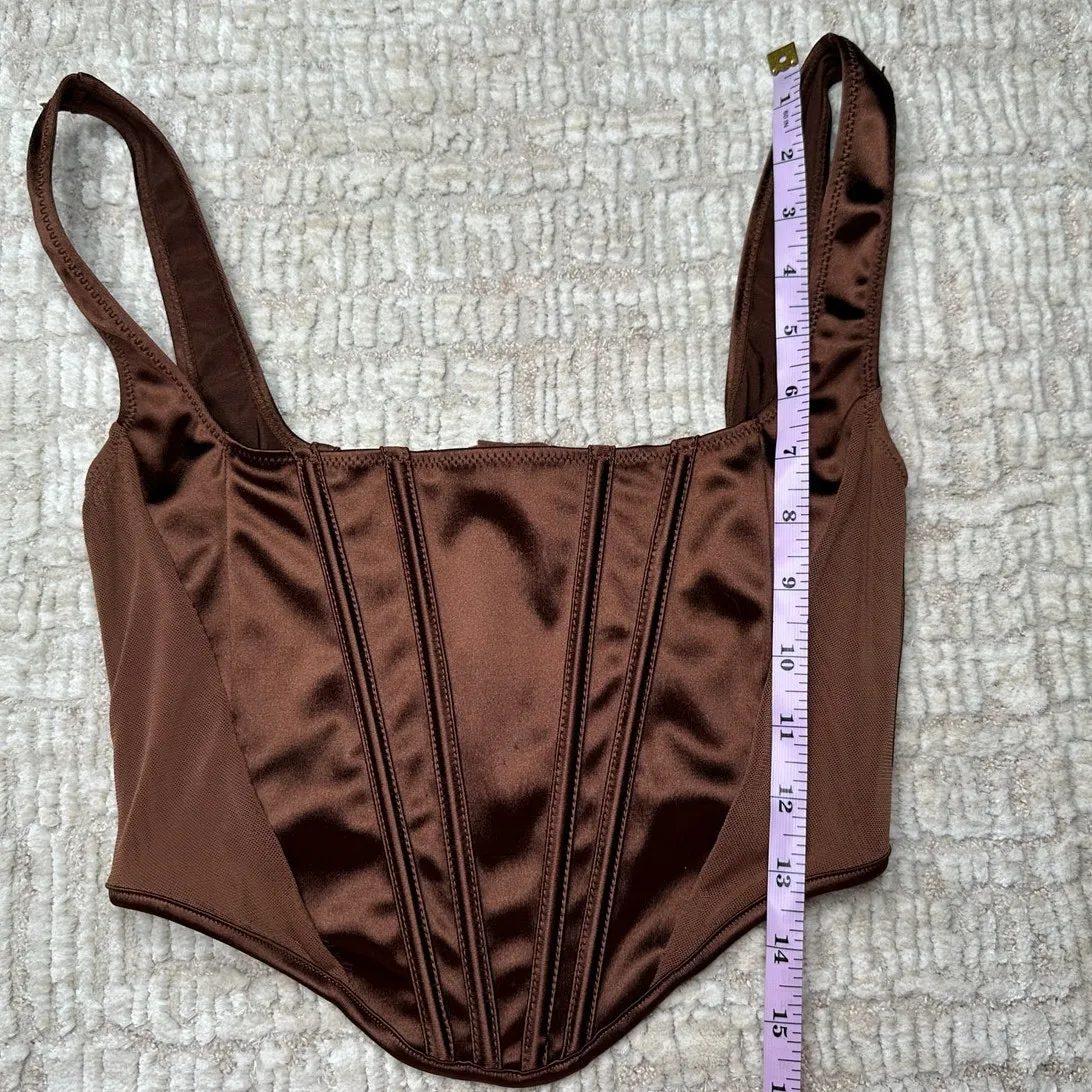 Forever 21  Brown Silk Cropped Corset Tank - Image 4