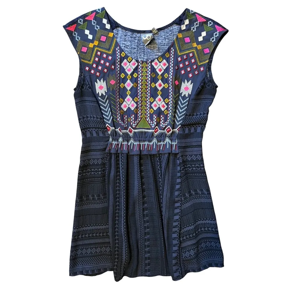 Anthropologie One September XS Barranco Embroidered Tunic Shirt Gray Navajo Top - Image 5