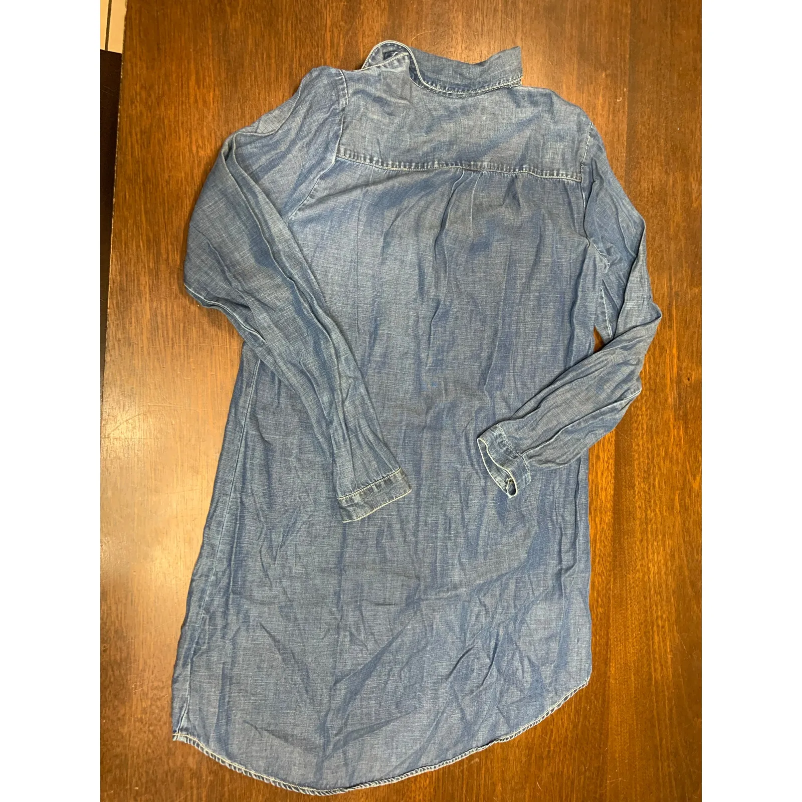 Lucky Brand Denim T Shirt Dress Women Small Western Fringe Festival Fall Boho - Image 3