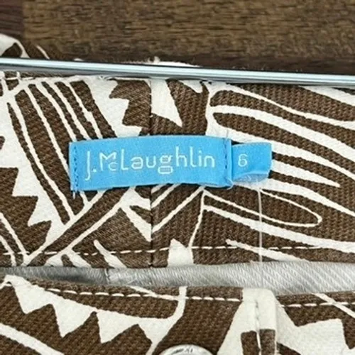 J Mclaughlin Lexi Jean 6 NWT $178 Skinny Stretch Printed Brown White Geo Palm‎ - Image 5