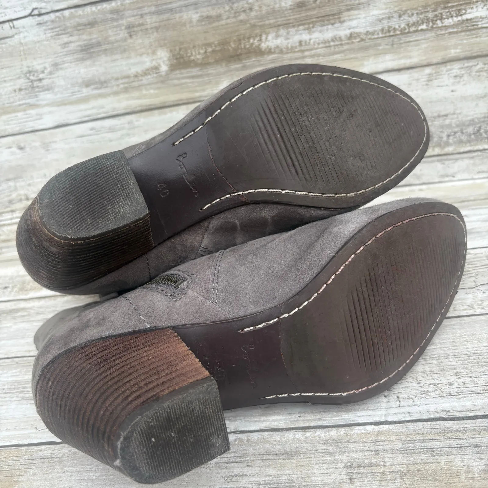 Boden Ankle Booties Sz 40/US 8.5 Gray Suede Size Zip Western Casual Boho Cowgirl - Image 8