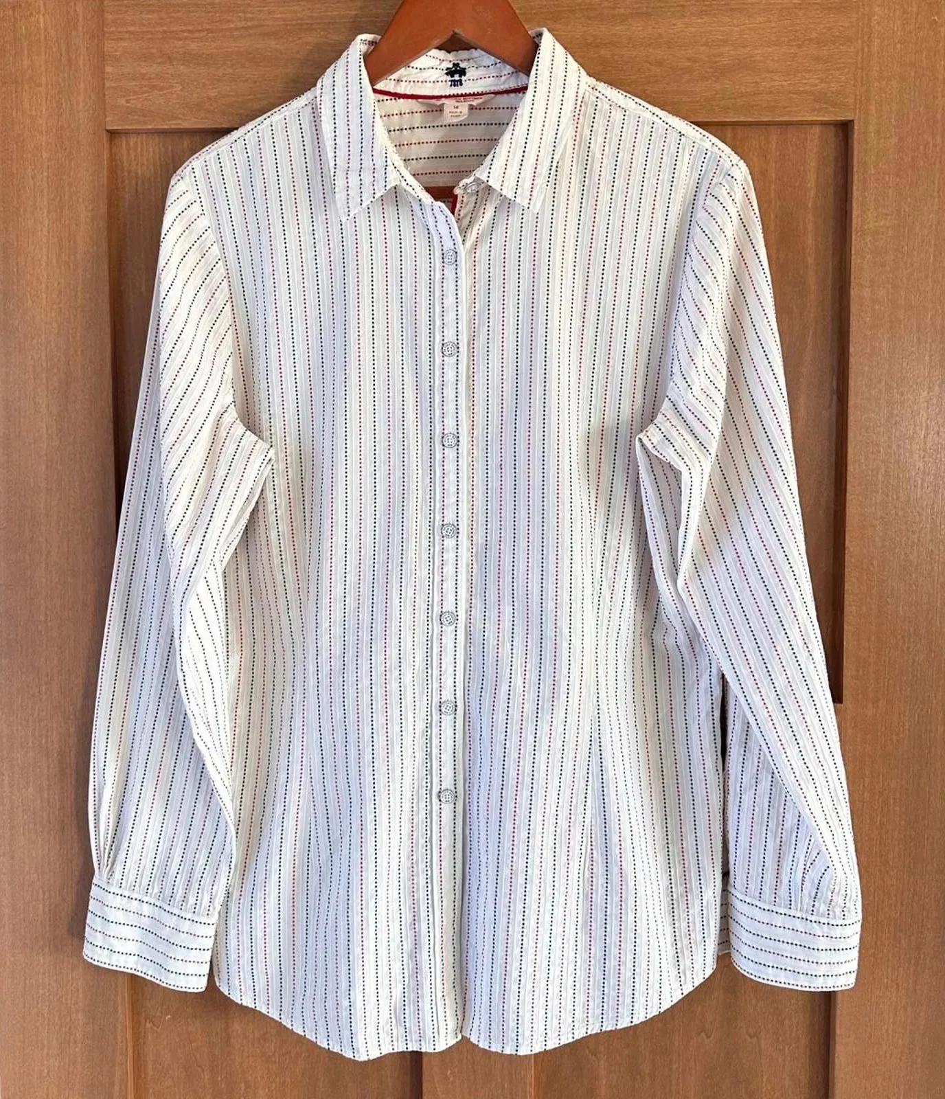 Brooks Brothers Red Fleece Women’s Button Up Blouse White / Red Striped size 14 - Image 1