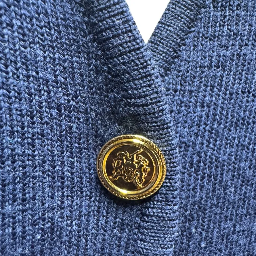 Westbound Vintage Wool Blend Sweater Vest Blue Gold Medium - Image 2