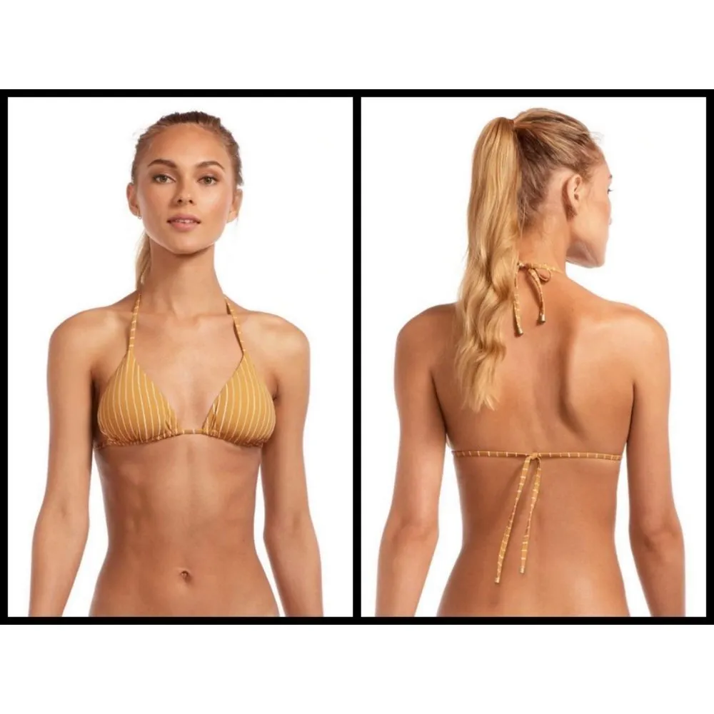 💕💕 Bikini Set Gia Triangle Top + Luciana Bottom Dorada Stripe 8 M NWT - Image 9