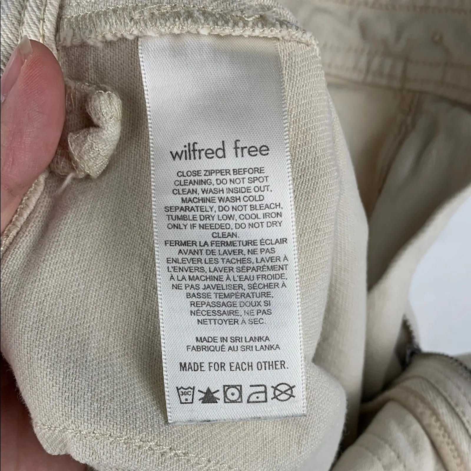 Wilfred Free size 2 xs cream modern utility high rise straight leg jeans denim a - Image 9