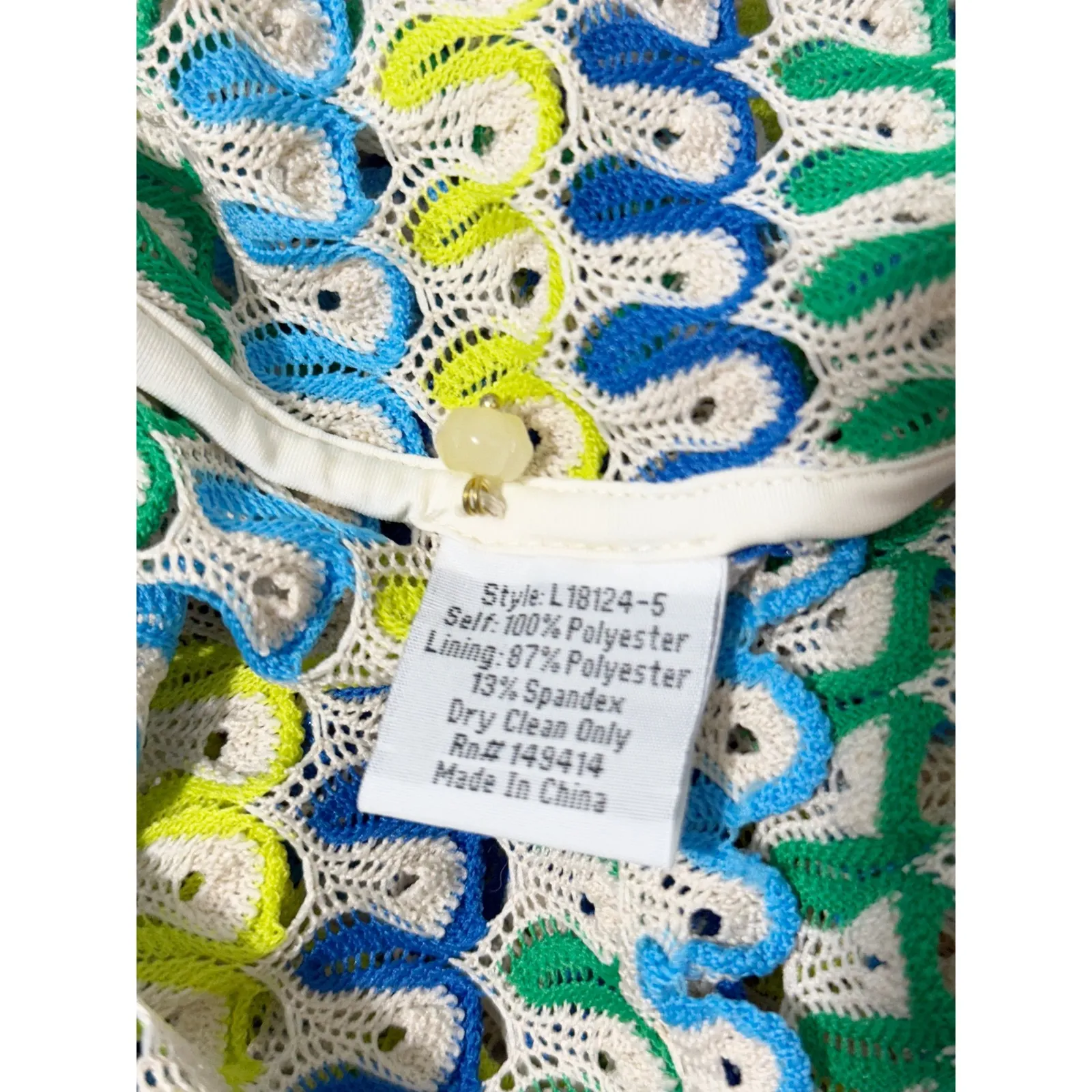 Johnny Was Jade Nili Crochet Knit Tank Top Blue Green Yellow Size Medium Stripe - Image 10