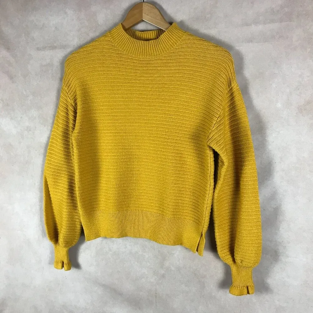 Mustard Yellow XS Mock Neck Sweater SKIES ARE BLIE - Image 2