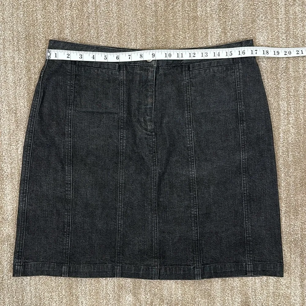 Jones New York Dark Grey Jean Denim Skirt Four Pocket Stretch Zip Women Size 14 - Image 3