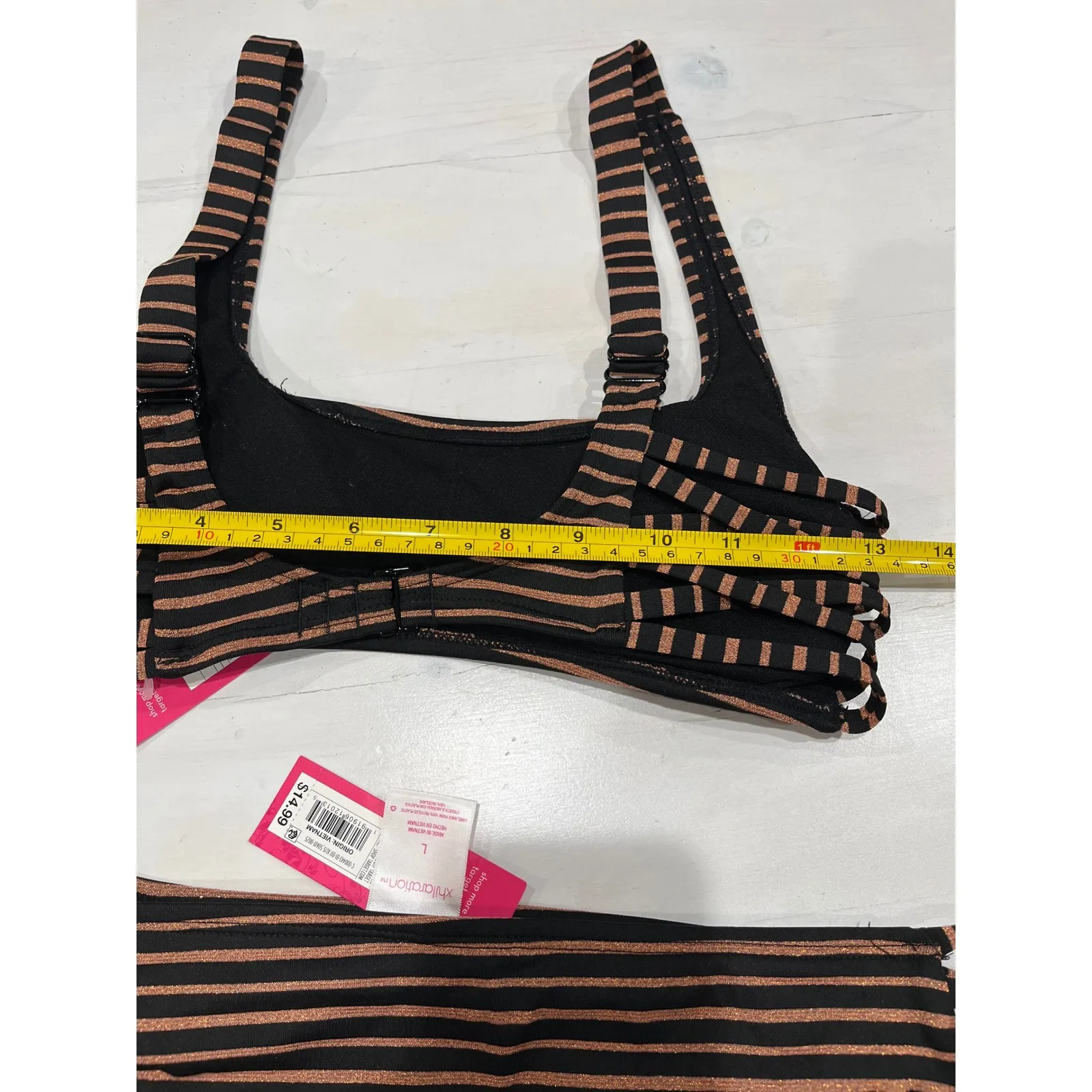 NEW Xhilaration Striped Bikini Set 2 Piece Swimsuit Beach Top‎ M Bottom L - Image 6