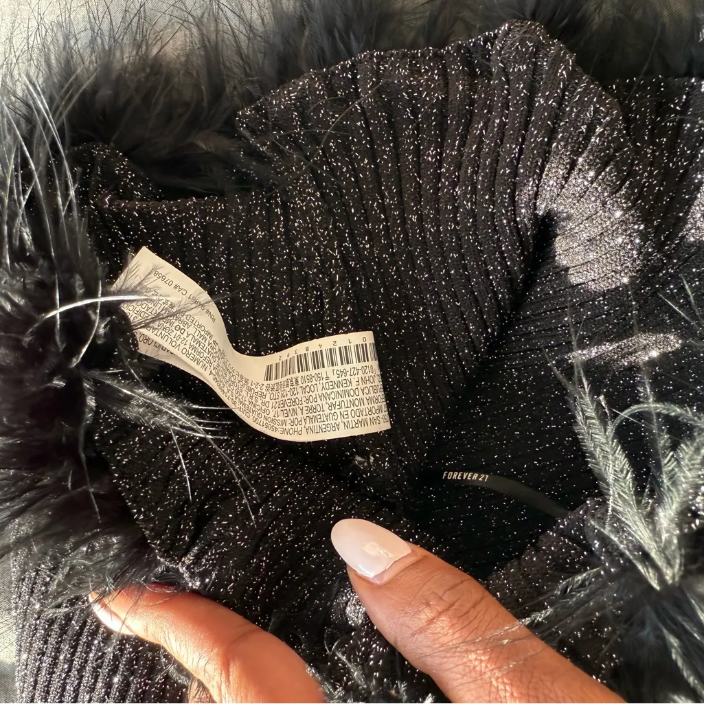 Forever 21  Black Glitter Ribbed Top - Image 5