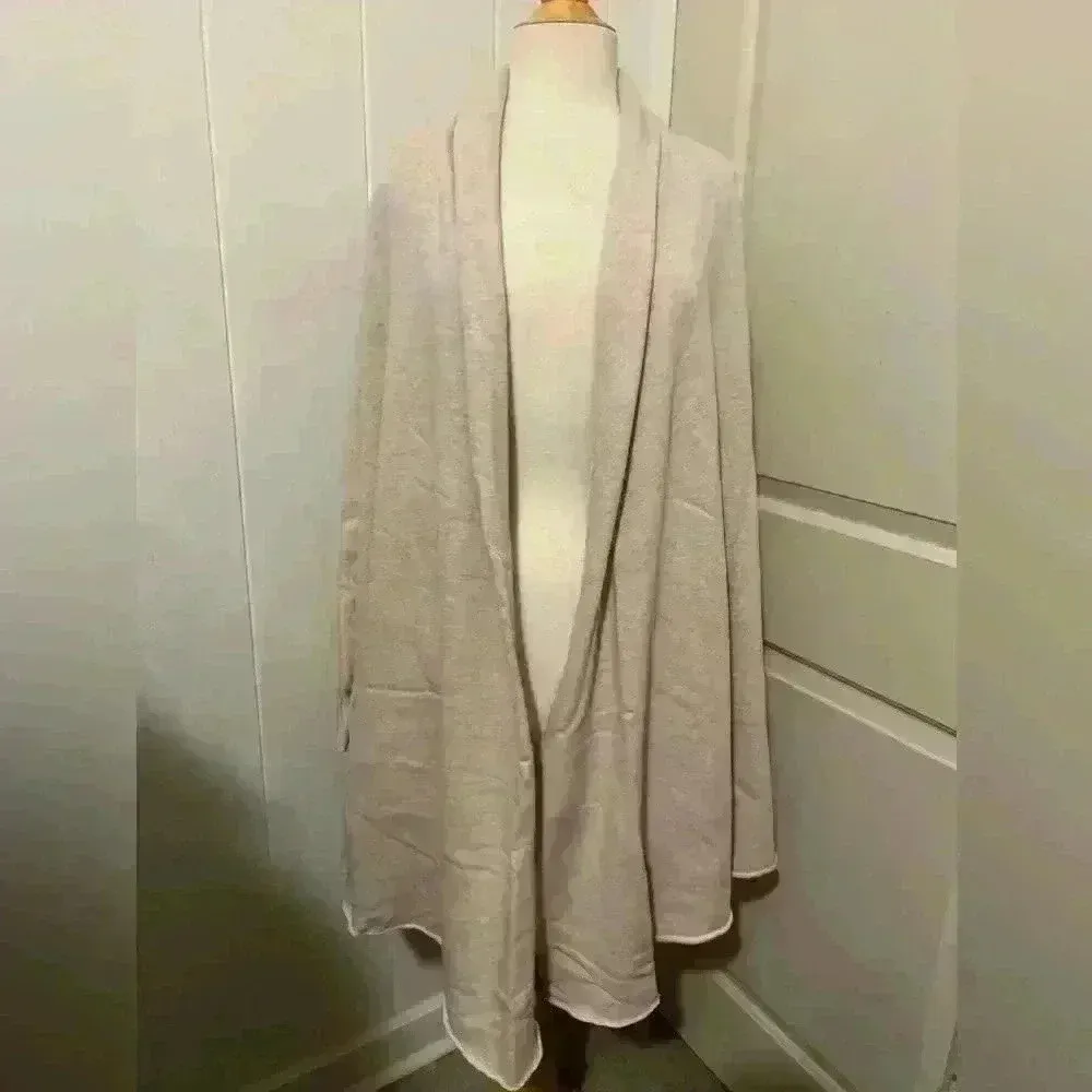 Frank & Eileen $288 Tee Lab Drape Coat Cardigan Jacket Beige Comfy Coastal Fall Size L - Image 6