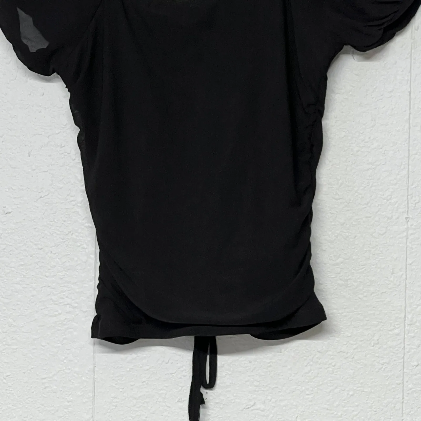 Just Polly Womens Top XS Puff Sleeve Mesh Witchy Whimsigoth Renaissance Y2K Chic Black - Image 8