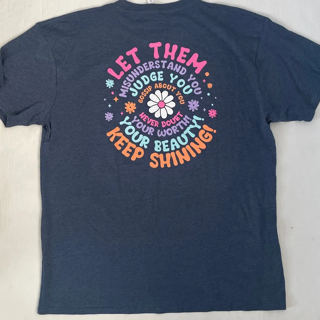 Let Them by Love in Faith Blue Short Sleeve Tee with Inspirational Graphic XL - Image 12