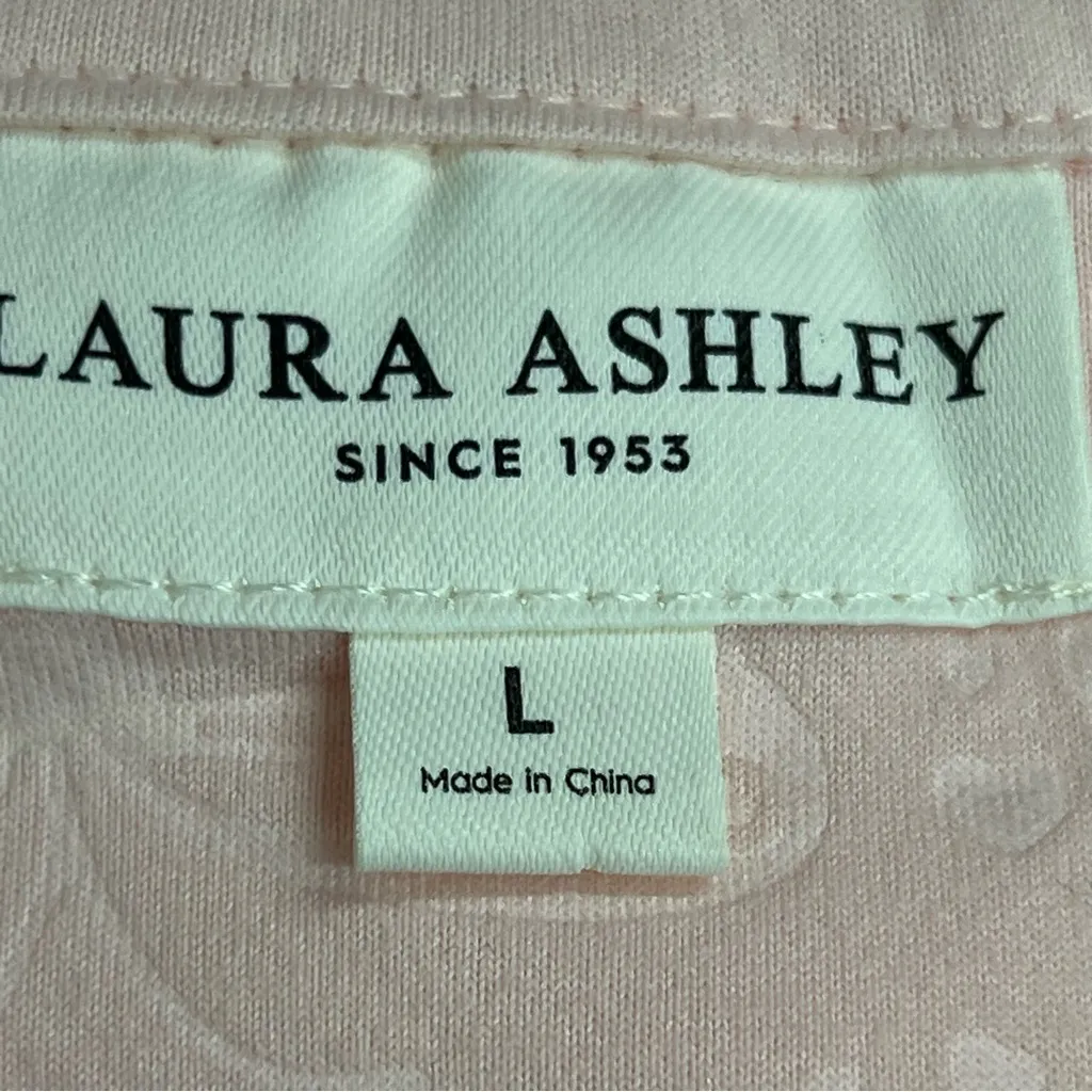 Laura Ashley Soft pink Textured two piece Pajama Set L butterfly heart embossed - Image 2