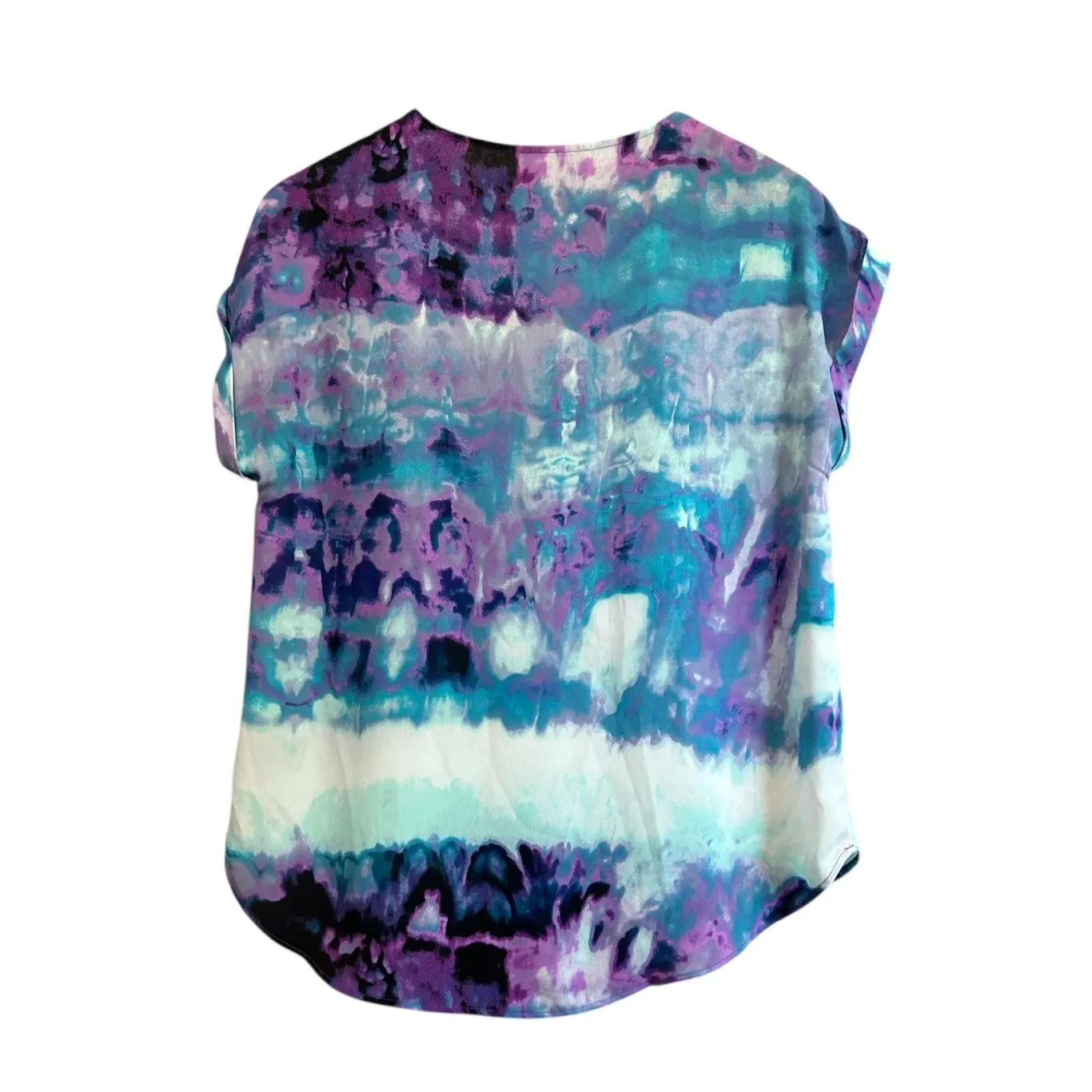 Women's Blouse Top Purple Blue Abstract Print Short‎ Sleeve - Image 5