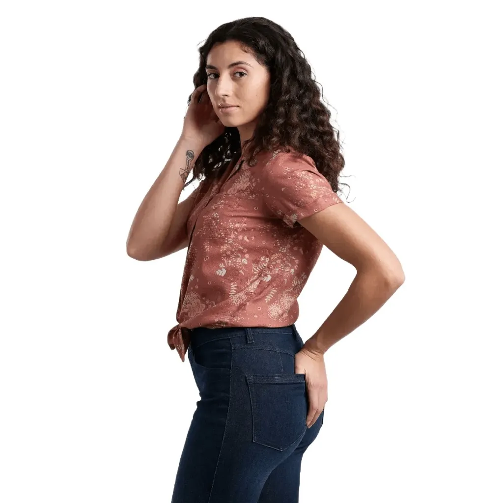 KUHL Elsie Short Sleeve Tie Front Top Women's Size Medium in Rosewood Whimsy - Image 3