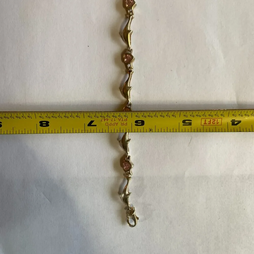 Sterling Silver 925 Women's Small 7" Dolphin Bracelet - Image 6