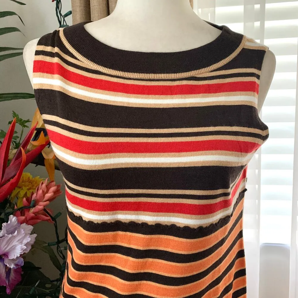 NWT MARNI Uniqlo Merino Wool Blend Striped Sleeveless Knitted Dress Dark Brown S - Image 8