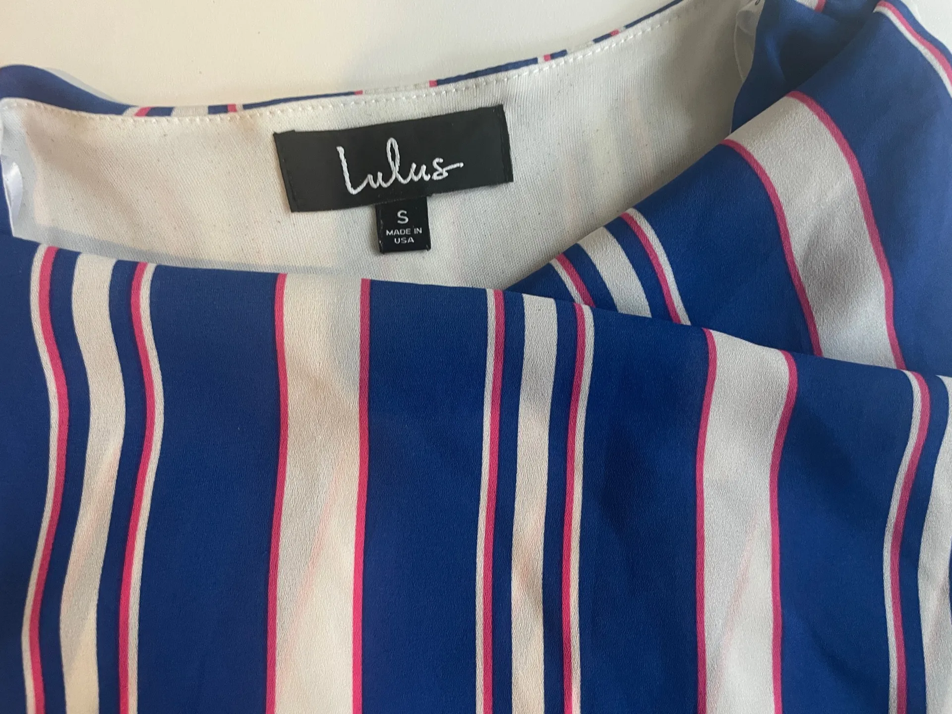 Lulus Romper Royal Blue hot pink white wide 3/4 Sleeves size Small Aesthetic eye catching  - Image 11