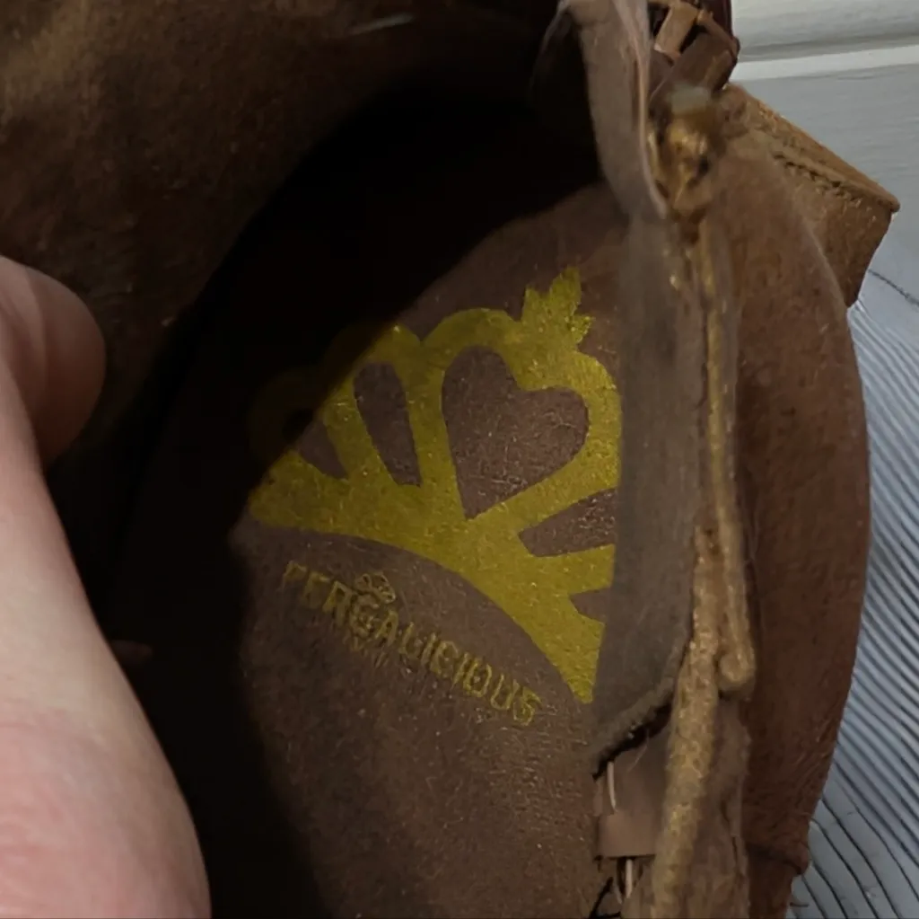 Fergalicious Brown Braided Suede Ankle Boots | Western Boho Heels | Size 8.5 - Image 14