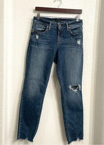 Silver Jeans Women’s Denim Blue BoyfriyFit Distressed Chewed Frayed Hem Size 30 - Image 1