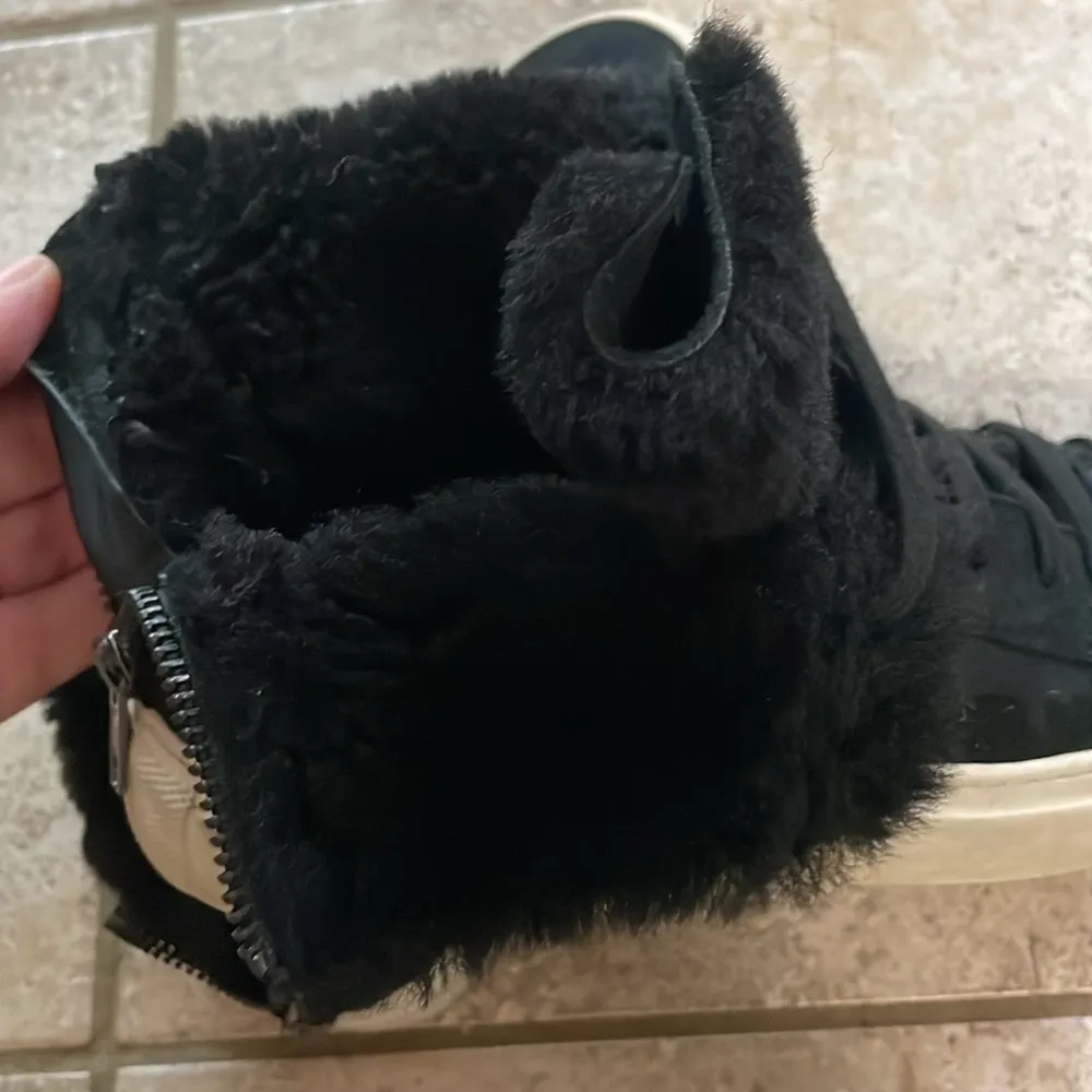 Common Projects Tournament Suede and Shearling High Top Sneakers Black Size 5 - Image 9