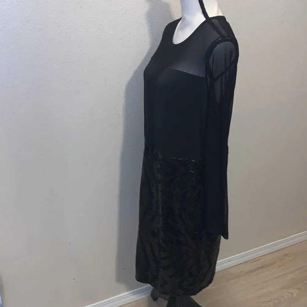 NWT Red Dot Boutique Black Sheer Mesh Long Sleeves Club Sequins Dress Size 1X - Image 5