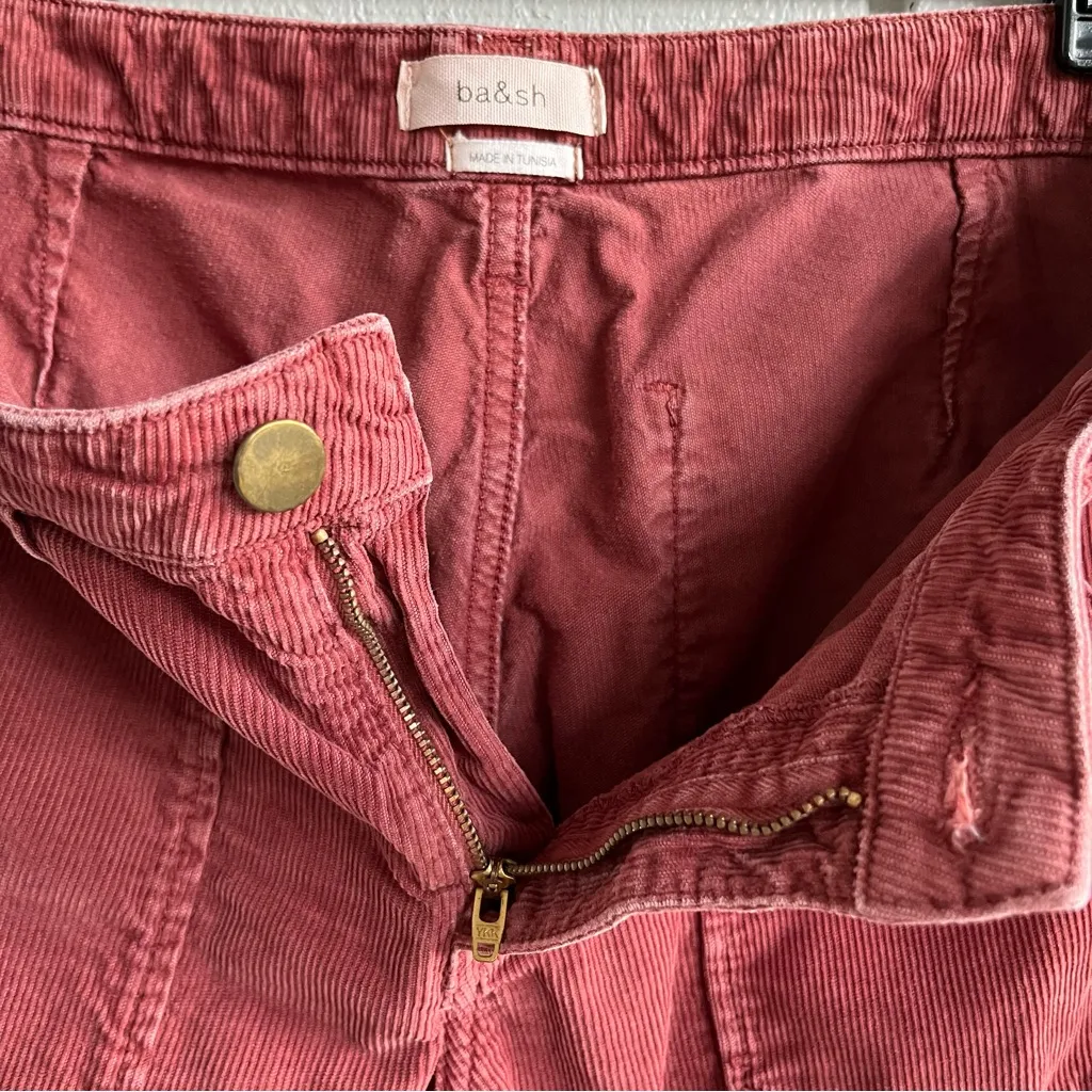 BA&SH Corduroy Maroon Pants Sally Boyfriend Tapered Leg Size 26 - Image 4