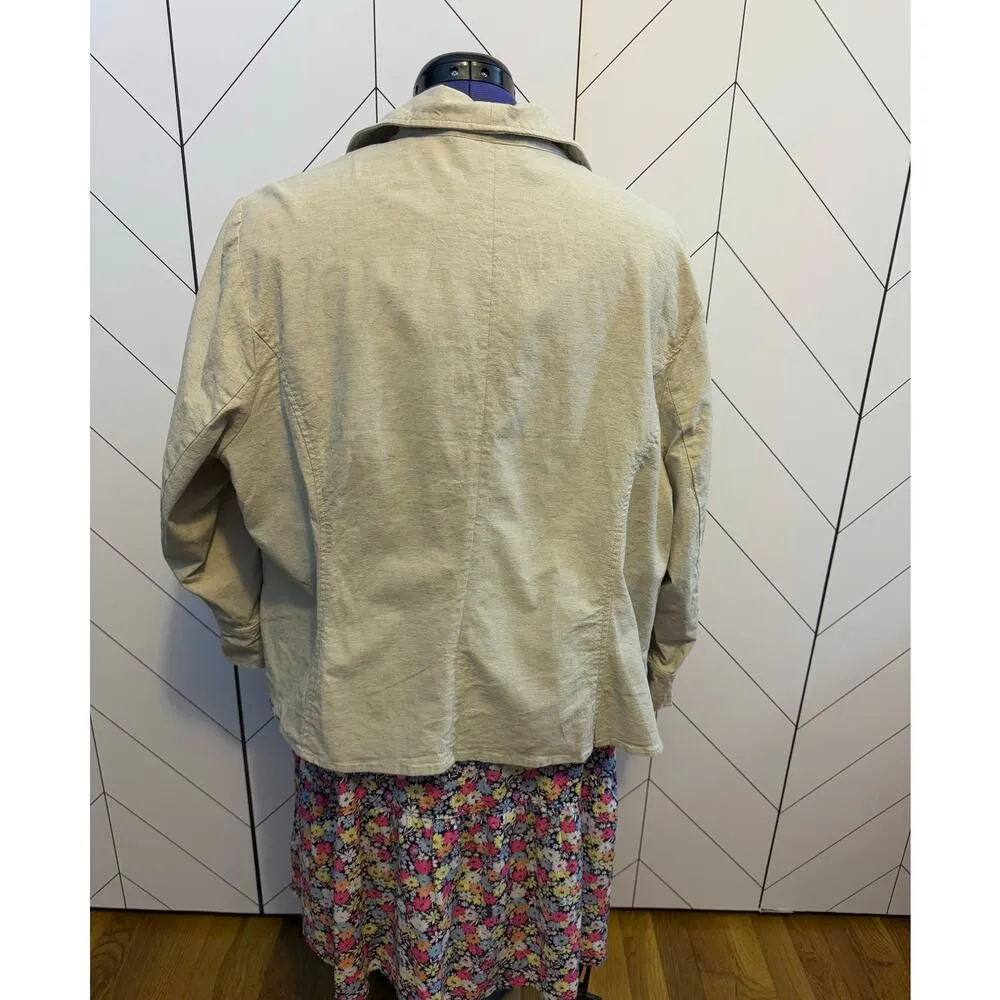 Lane Bryant Women’s Plus Size 26 Beige Linen Open Front Draped Cardigan Jacket - Image 2