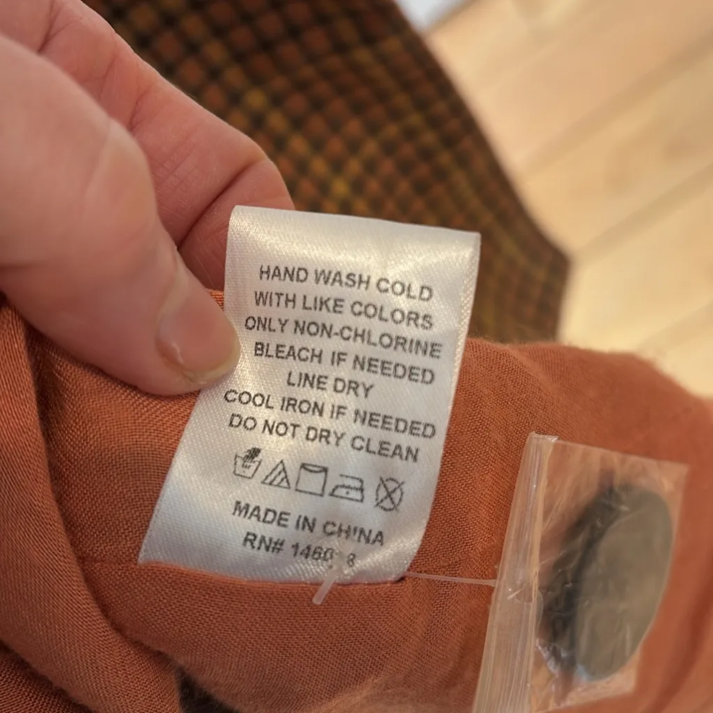 Lost + Wander Anthropologie orange & yellow plaid double breasted trench coat - Image 11