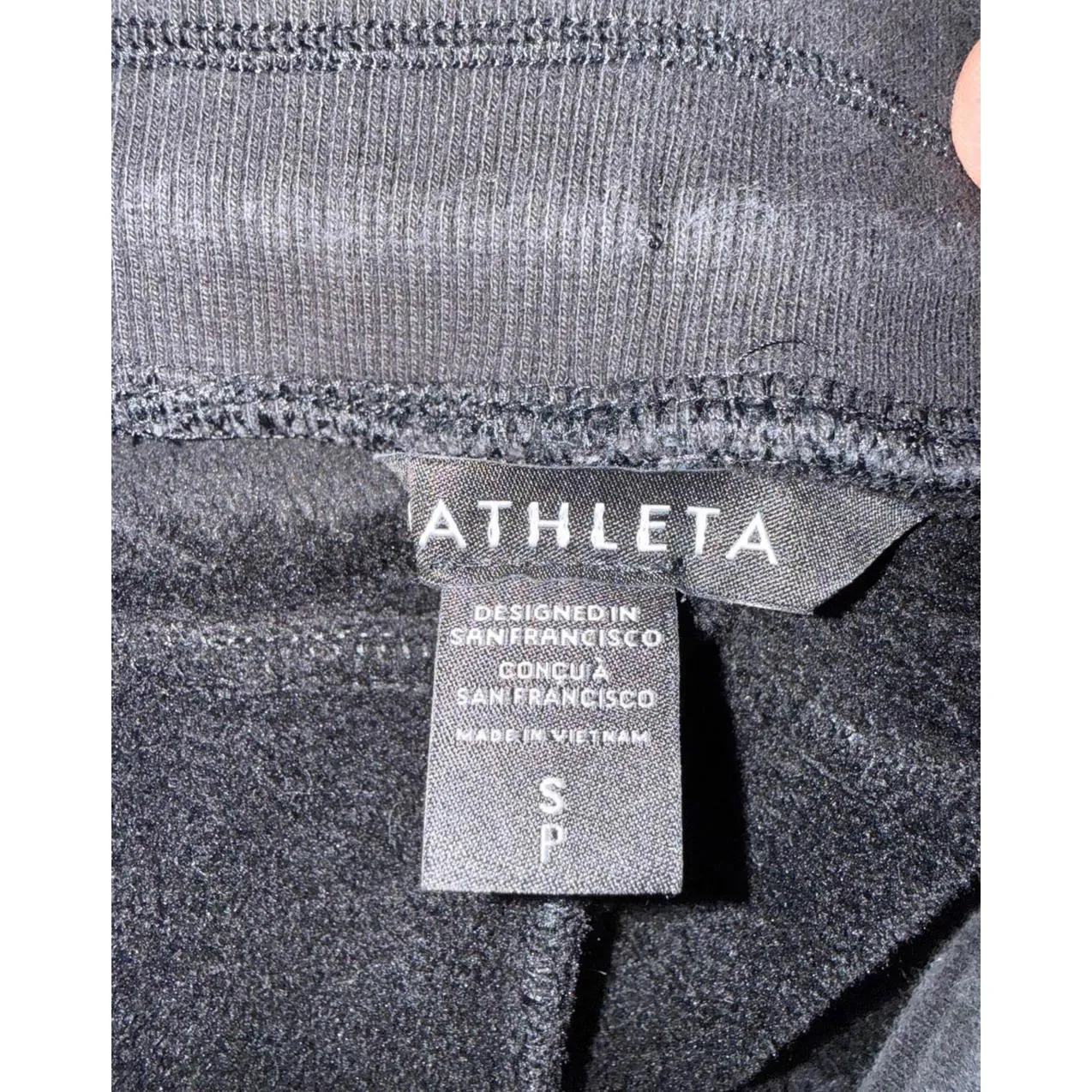 Athleta  Black Velour Sweatpants with Fleece lining and Drawstring Waist - Image 5