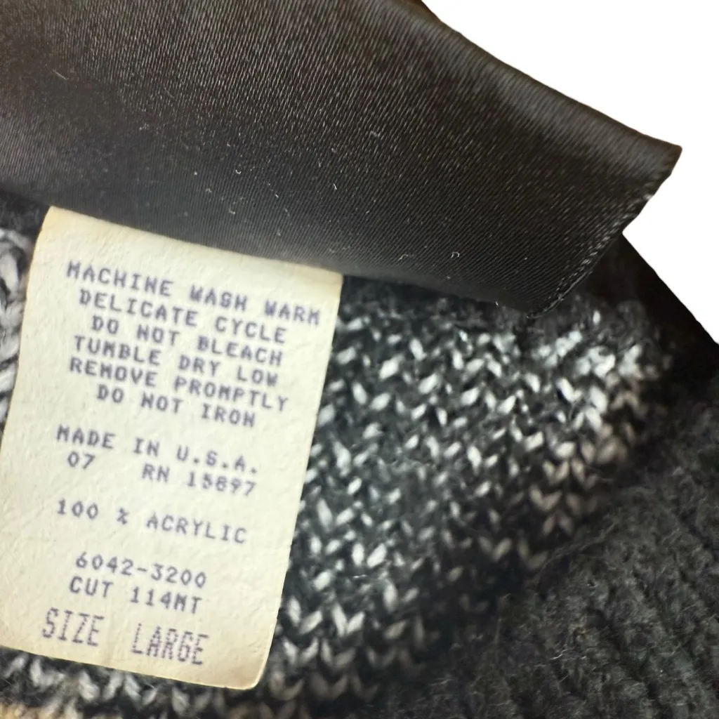 Vintage Windowpane Plaid Grandpa Sweater Black Red Gold Sparkle Eclectic Size L Size L - Image 3