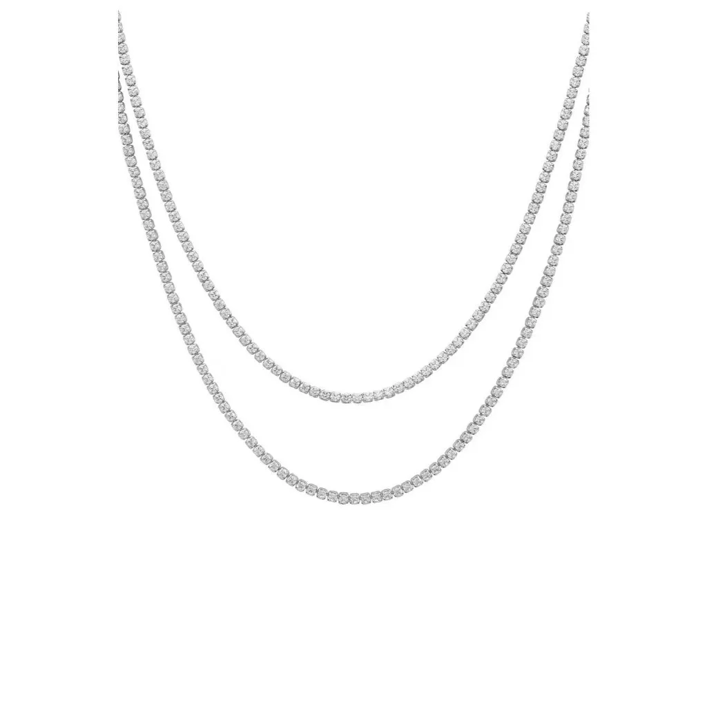 SHASHI Diamond Tennis Layered Necklace in Silver One Size New Womens crystals - Image 2