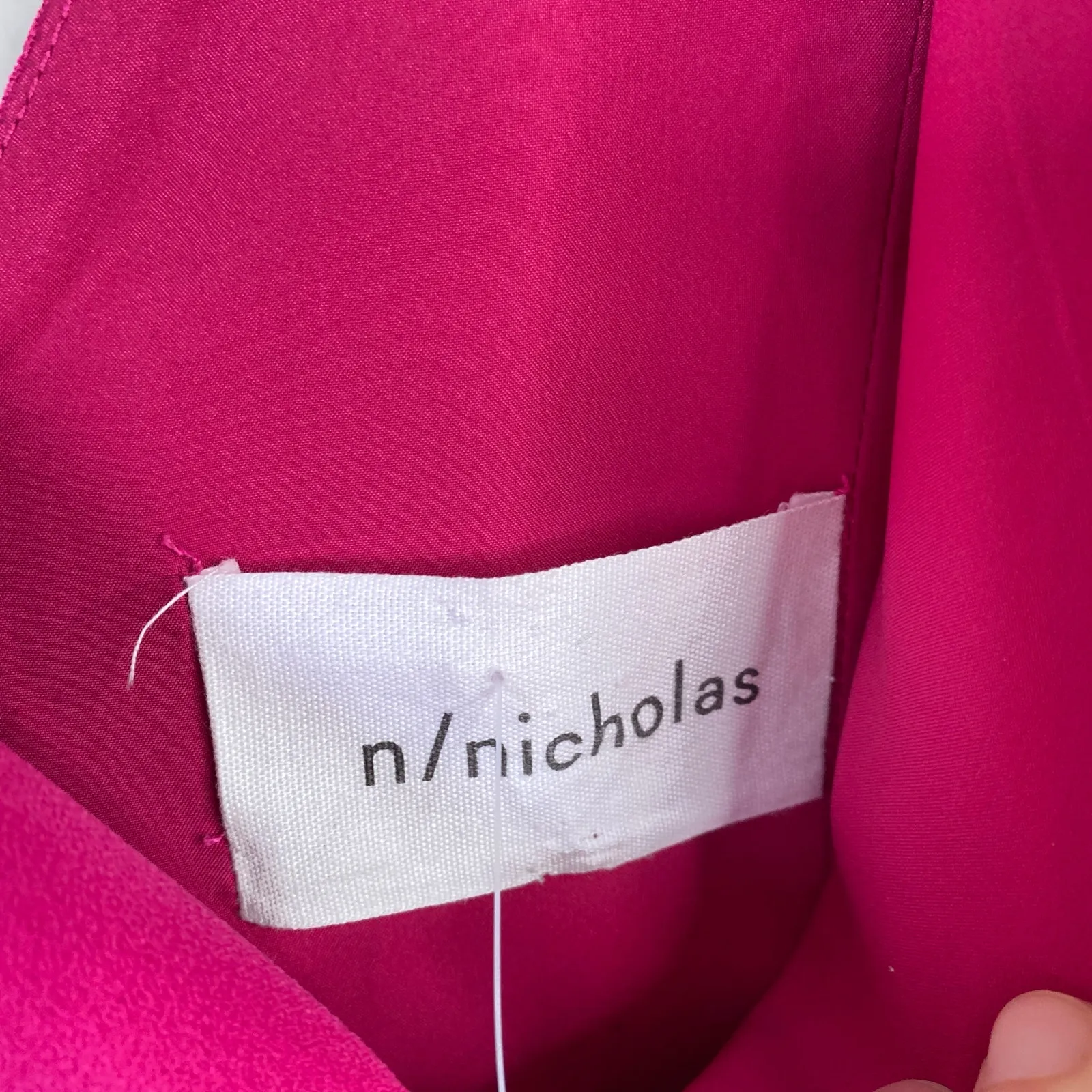 N/NICHOLAS Crepe Flare Mini Dress Hot Pink V Neck Long Sleeve Size 4 NWT - Image 5