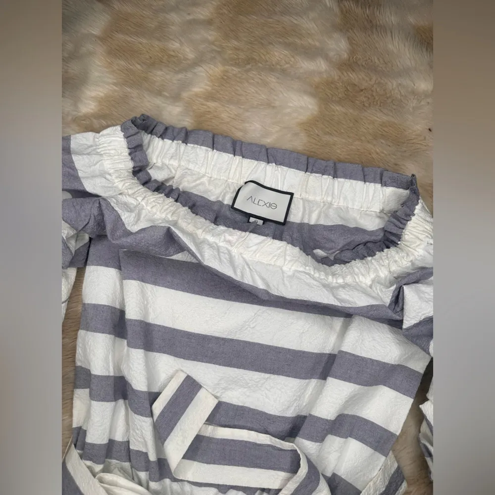 Alexis Striped Off-Shoulder Romper - Image 4