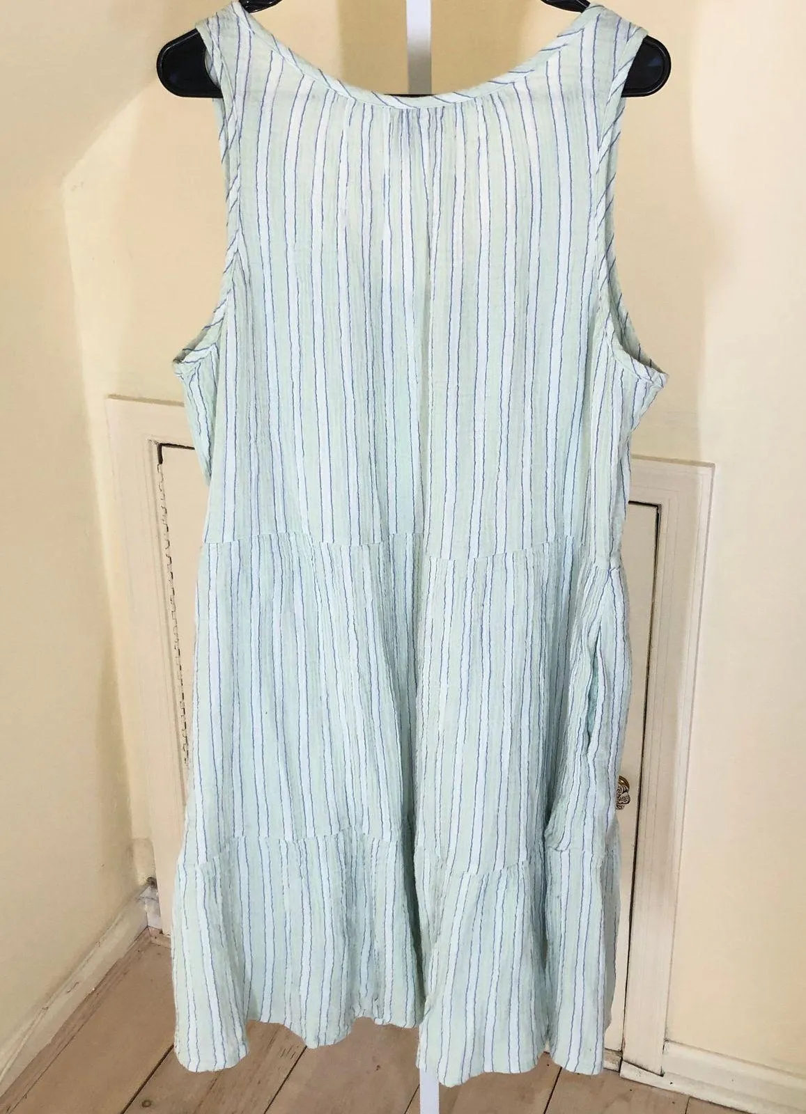 Universal Thread NWOT Women's Mini Sundress Light Green Striped 1X - Image 7