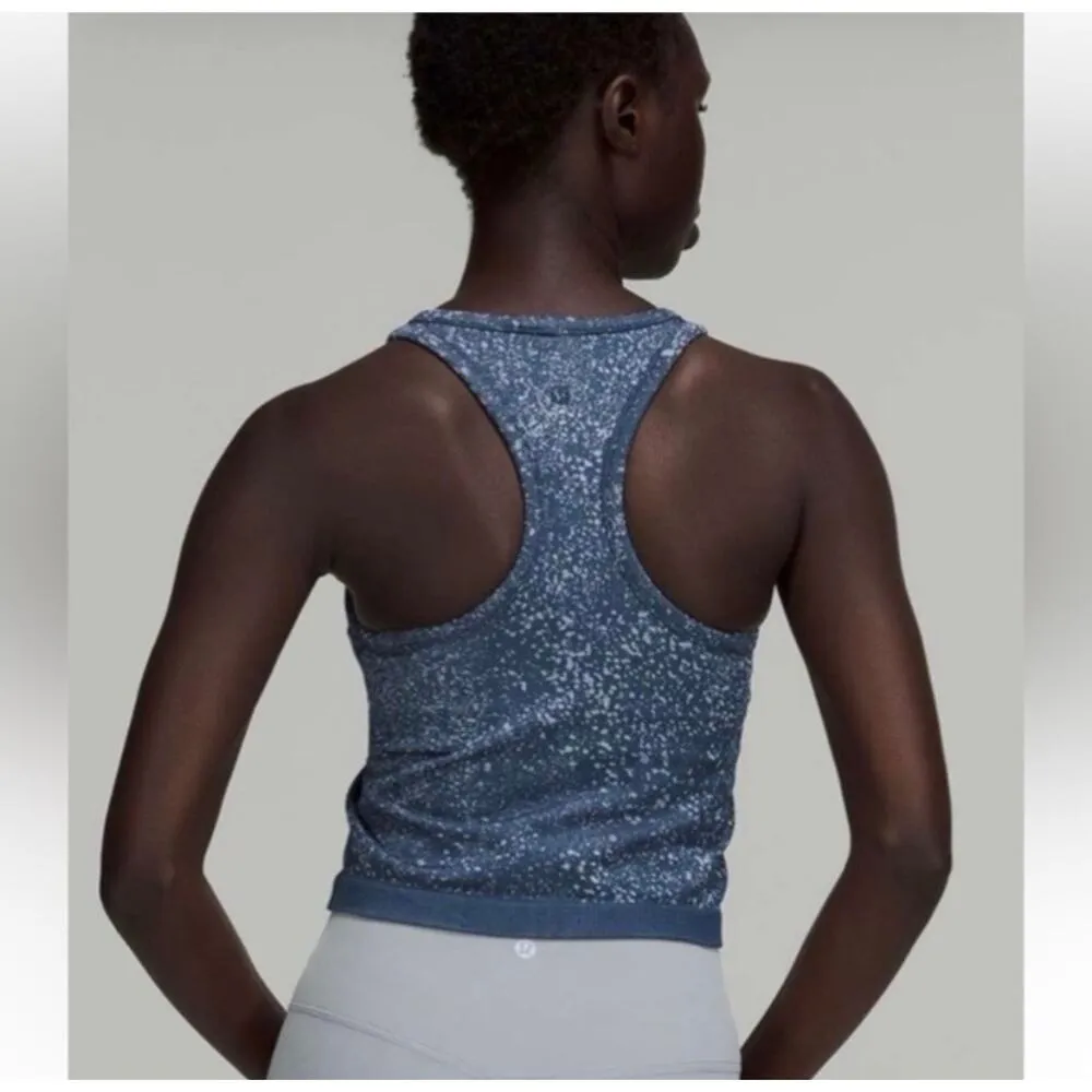 Lululemon Ebb to Street Cropped Racerback‎ Tank Top In Mineral/Pastel Blue - Image 2