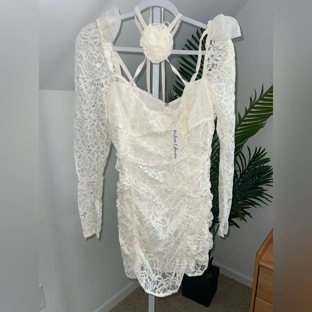 NWT For Love and Lemons belladonna lace rose vintage choker‎ mini dress XL - Image 5