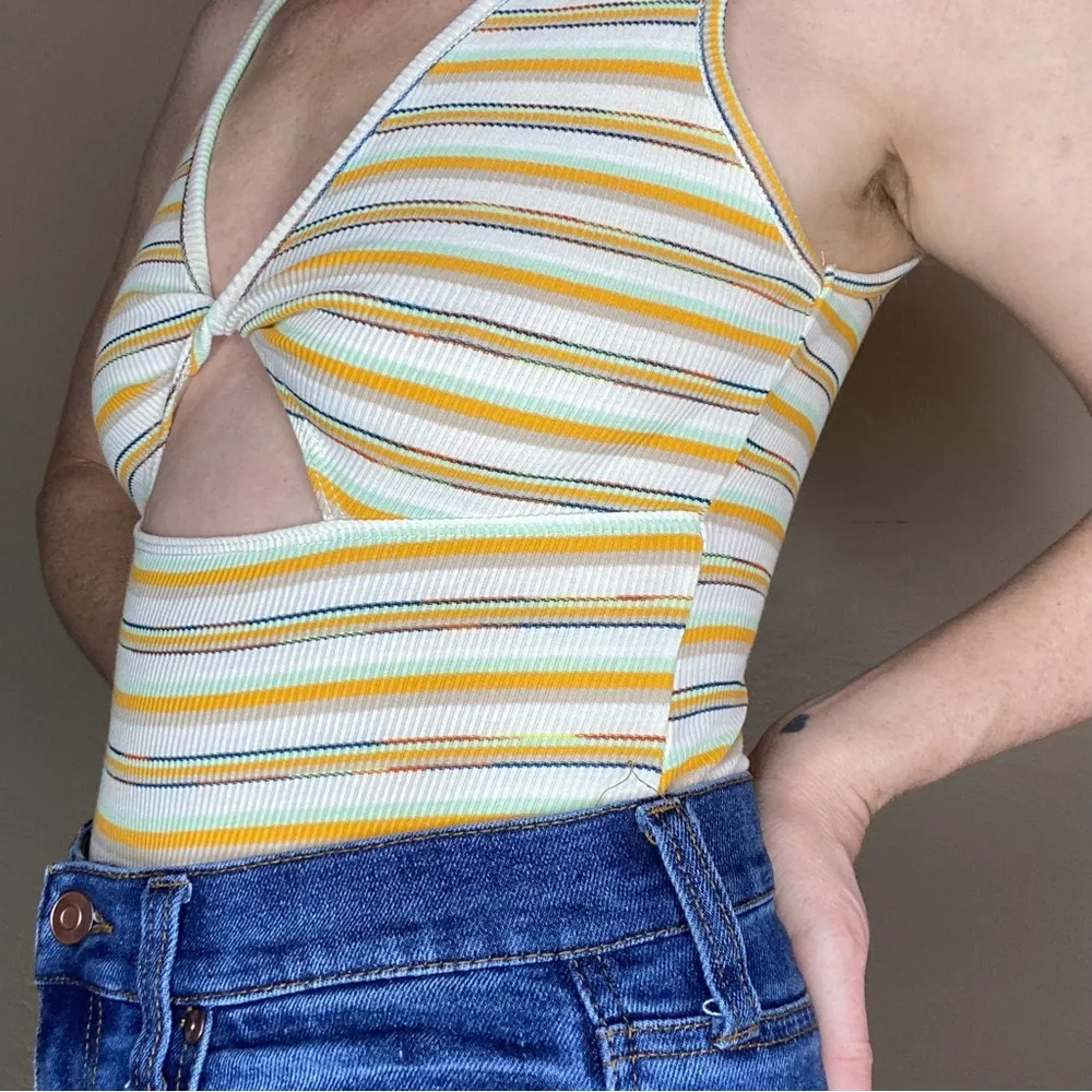 NWOT Wild Fable Women’s Retro Stripe Cut-Out Tank Bodysuit - Image 6