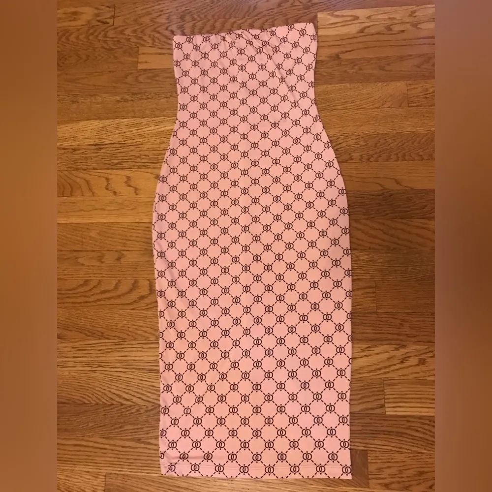 bodycon tube midi dress fancy print blush size S Pink - Image 3