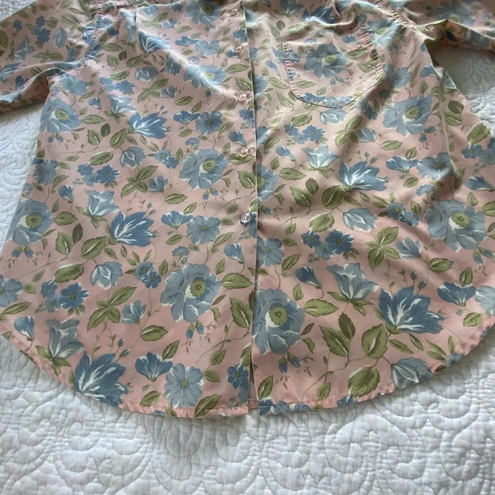 Hasting & Smith Vintage Button Up Shirt Dusty Pink Floral Short Sleeve Size 14 - Image 11