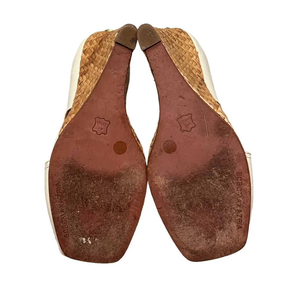 BCBGMAXAZRIA Raisa White Cream Leather Wedge, Sz 6.5 - Image 16