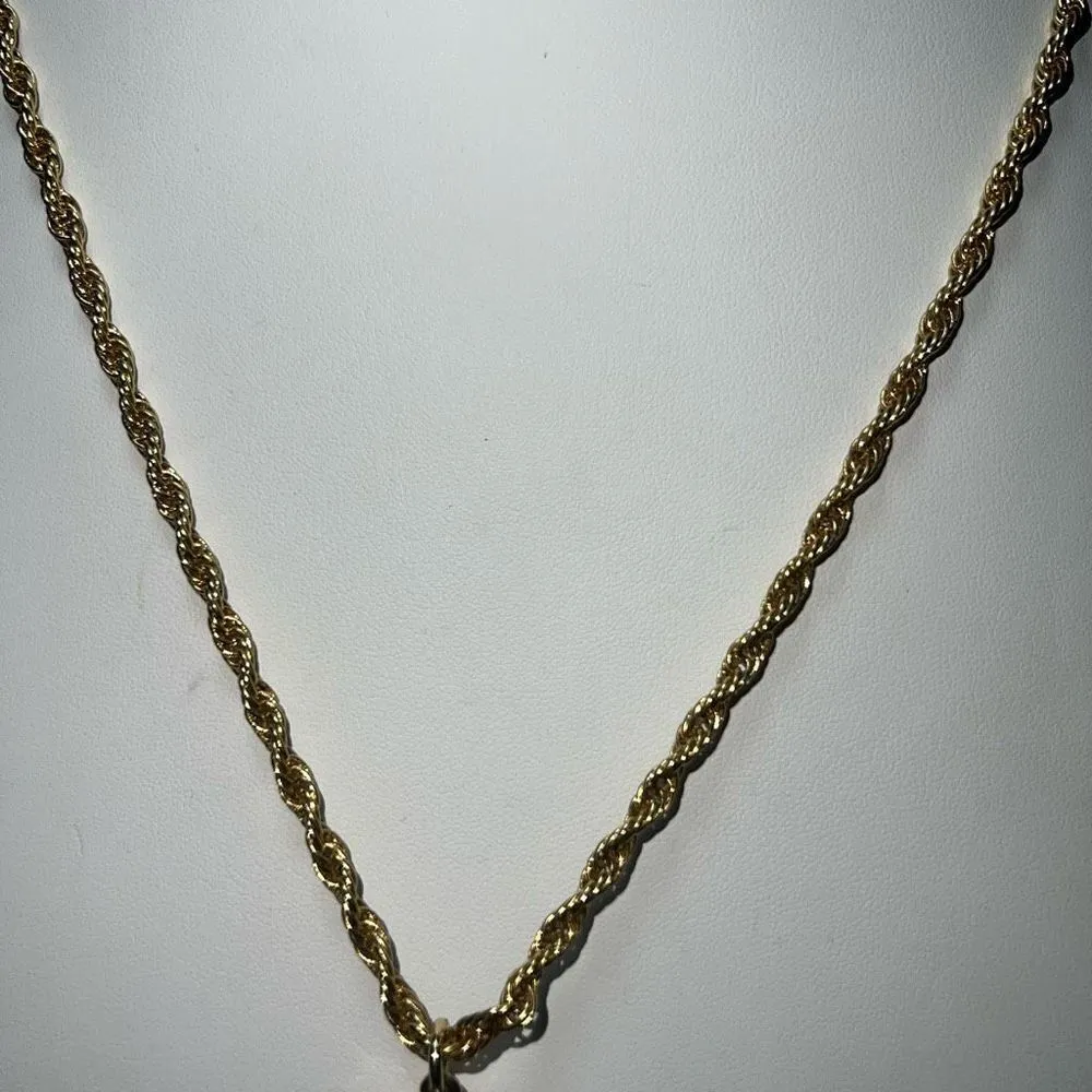 Talbots Gold Tone Rope Chain Faux Pearl Tassel Pendant Necklace - Image 2